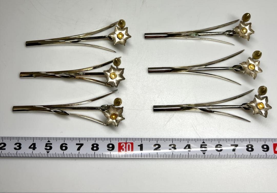 尚美堂　極上品銀製細工花文箸置　ケース付35g/7.5㎝　東Y7-1030☆1F