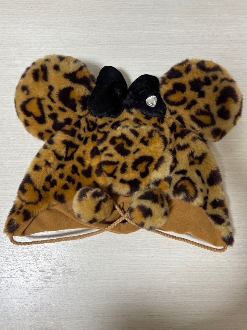 ディズニー　ファンキャップ　豹柄　茶色