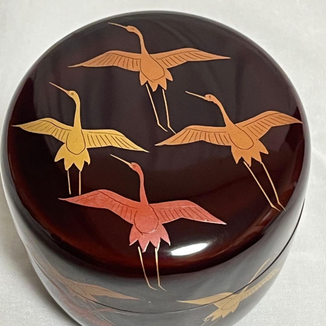 岡本陽斎 千羽鶴蒔絵 溜中棗 共箱有 輪島塗