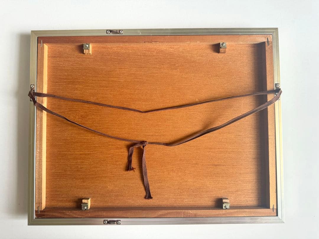 時計とコップ 川上澄生 額装 木版画 堀田時計店 1971年