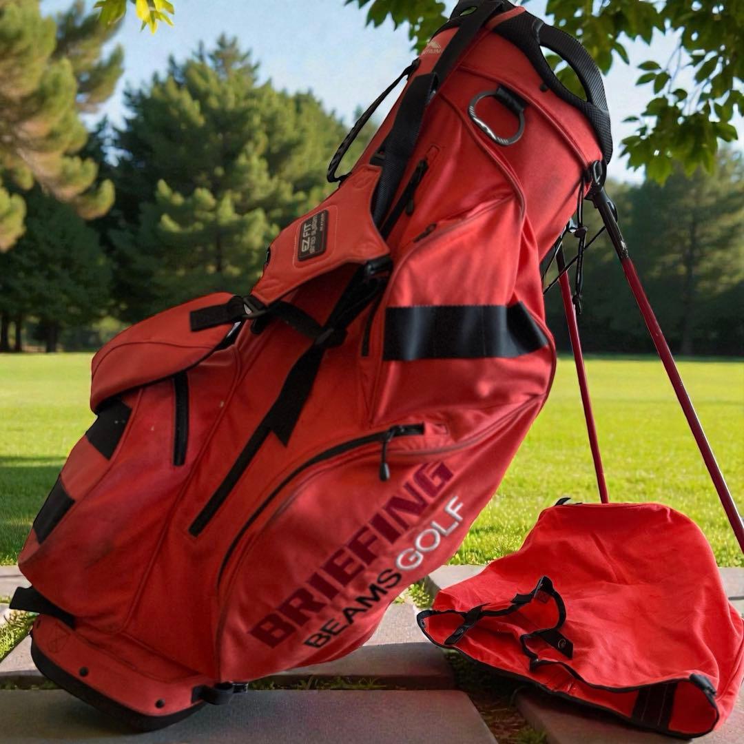 ブリーフィングゴルフ　キャディバッグ　ショルダー式　スタンド式　オレンジ　軽量