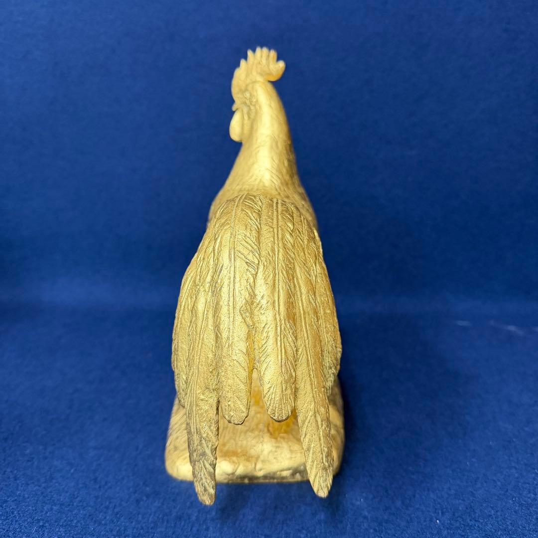 富永直樹 御神鶏 ブロンズ 本金箔仕上 置物 オブジェ 共箱 木箱