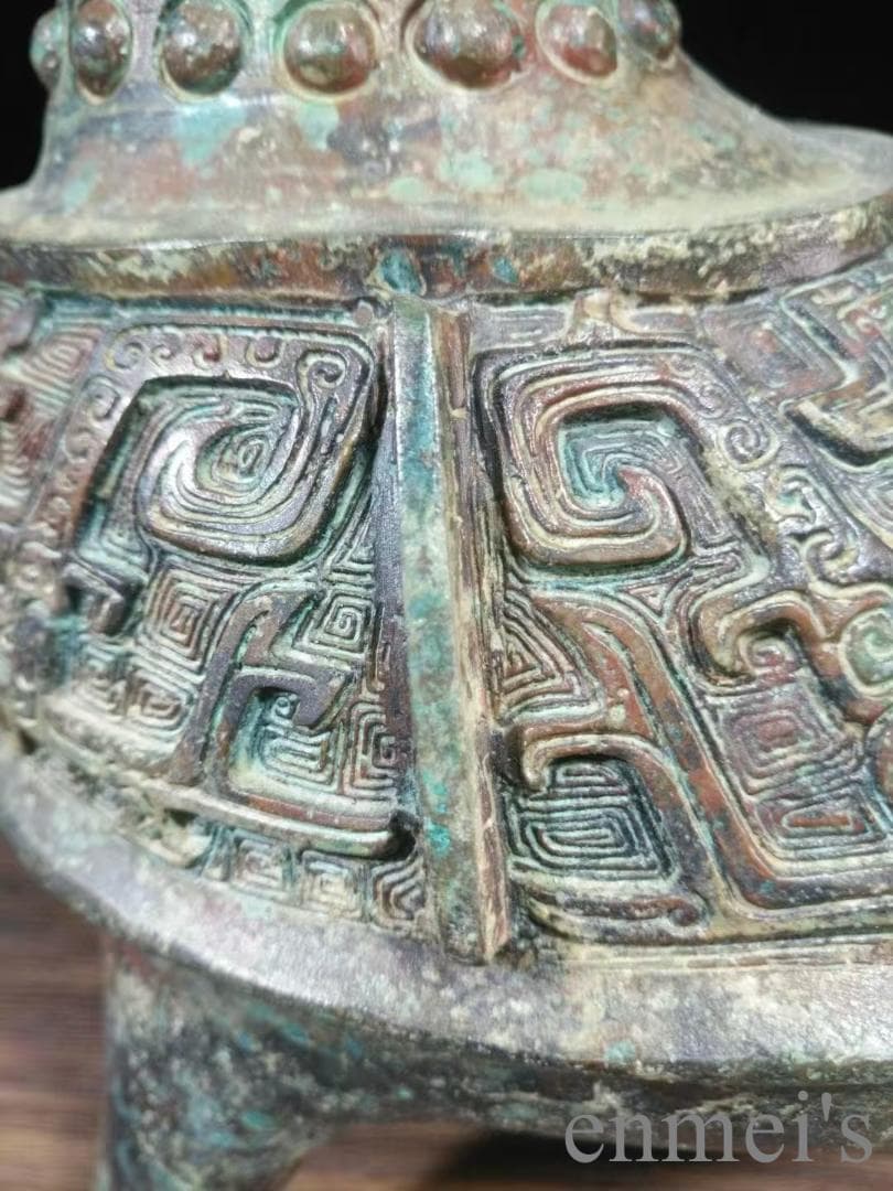 中国古美術 青銅器 長頸壺 酒器 饕餮文 唐物 骨董 彫刻工芸 禮器 風水鎮宅
