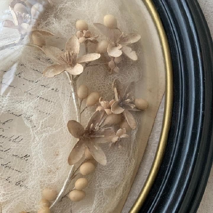 フランスアンティーク　ナポレオン3世様式　オーバル　花冠　ドーム額縁