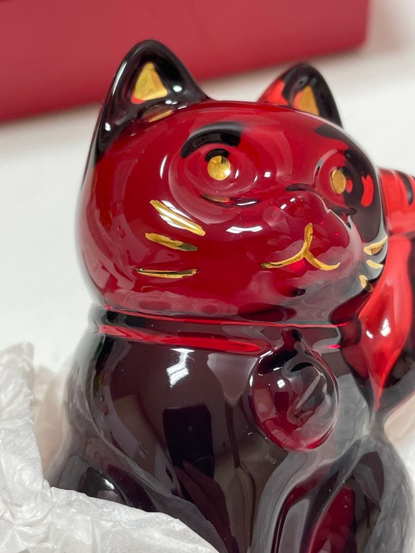 バカラ ラッキーキャット 招き猫 赤 レッドオーナメント クリスタル