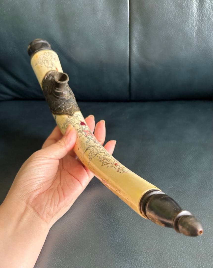 アンティーク 阿片 煙管 アヘンパイプ 煙管筒 中国骨董 中国古玩 古美術