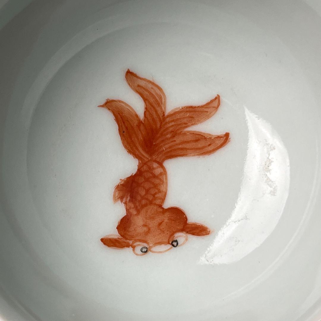 唐物 青花金魚紋 盃 大清乾隆年製 款 中国美術古玩 SN794