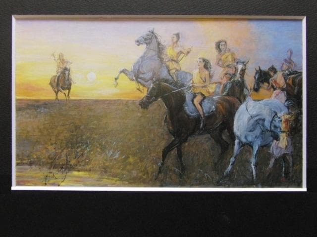 中畑艸人、女性の目覚しい進出を讃えて　明けゆく丘、希少画集画