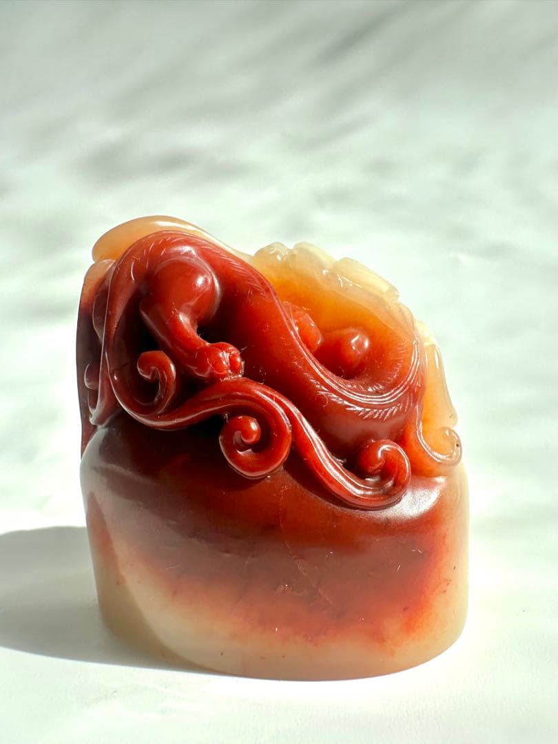 【螭虎献瑞】 古獣　美品　寿山石　高級印材　篆刻　印石　印石