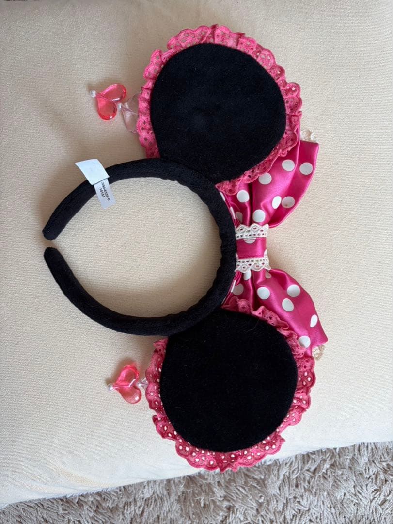 ディズニーミニーカチューシャ ピンクレースハートチャーム 旧デザイン