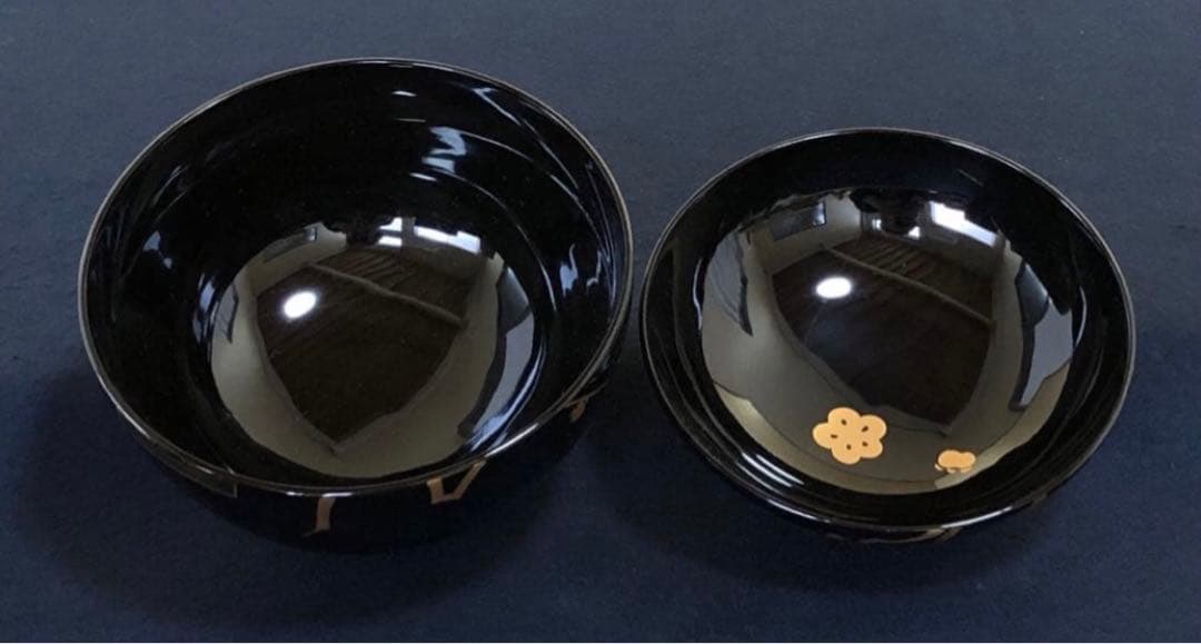 《R》輪島塗 黒塗 蒔絵付 吸物椀5客 木製漆器 木箱　260107か5