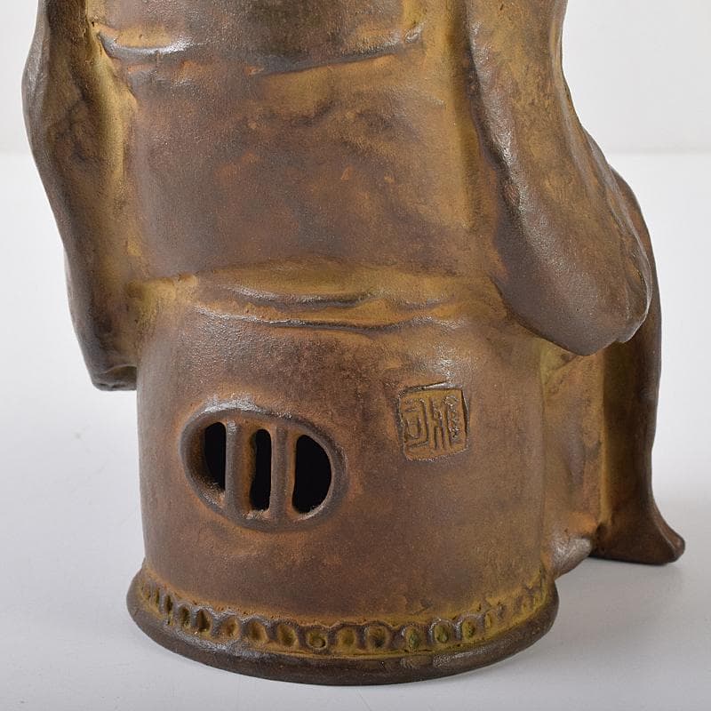 高岡銅器　名取川雅司造　蝋型鋳銅　人物像　一對　M　R7910