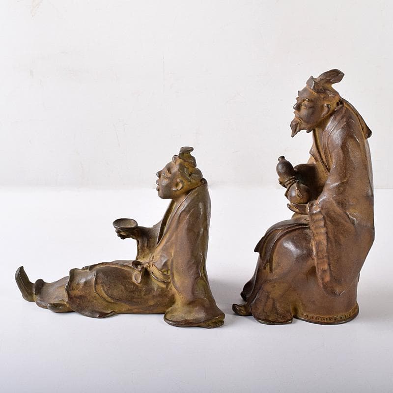 高岡銅器　名取川雅司造　蝋型鋳銅　人物像　一對　M　R7910