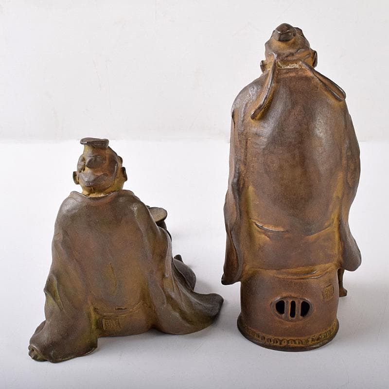 高岡銅器　名取川雅司造　蝋型鋳銅　人物像　一對　M　R7910