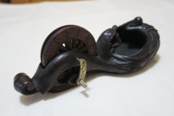 墨壺 鶴と亀 木製