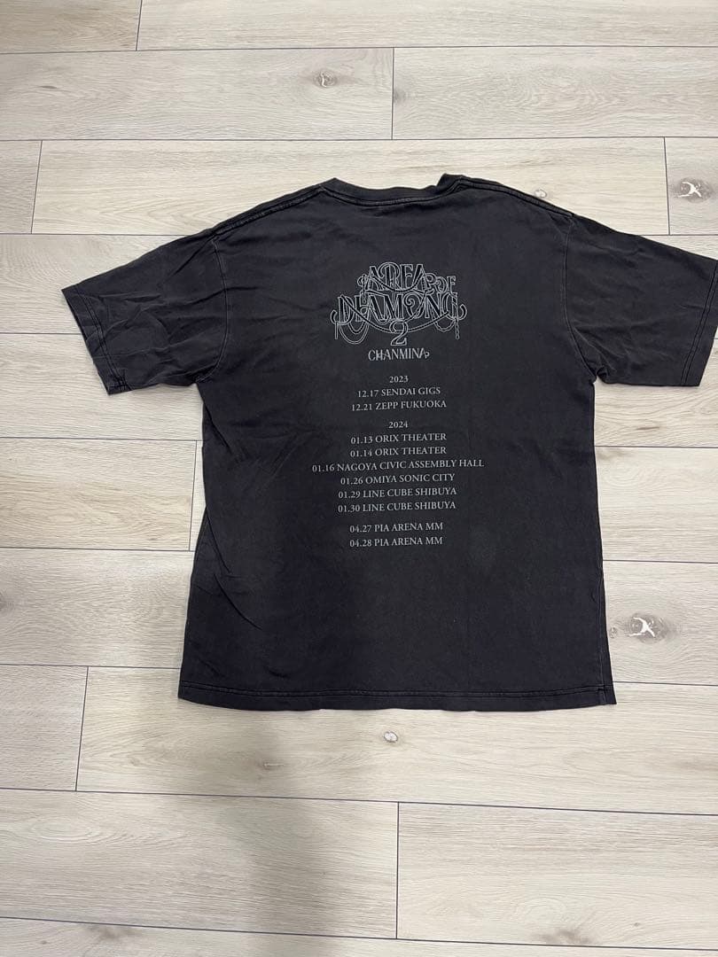 CHANMINA モノクロプリントTシャツ Lサイズ