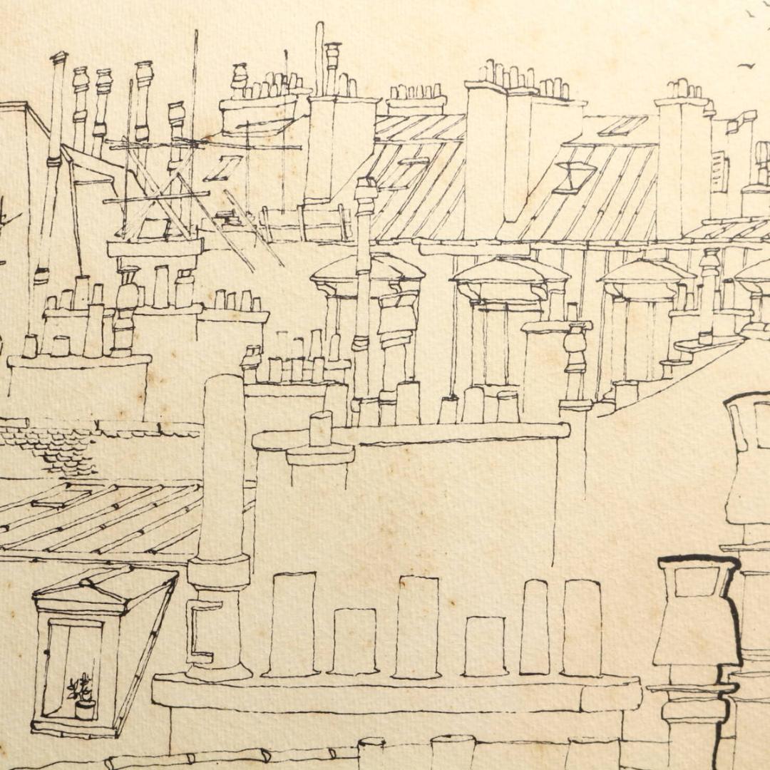 『PARIS』作者不詳 リトグラフ 石版画 直筆サイン パリの風景 ヴィンテージ