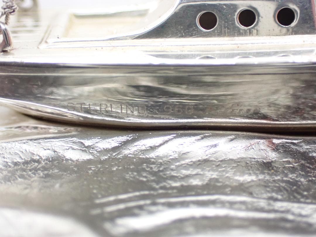 武比古作 銀製 ヨット置物 共箱/ガラスケース付 STERLING 　a