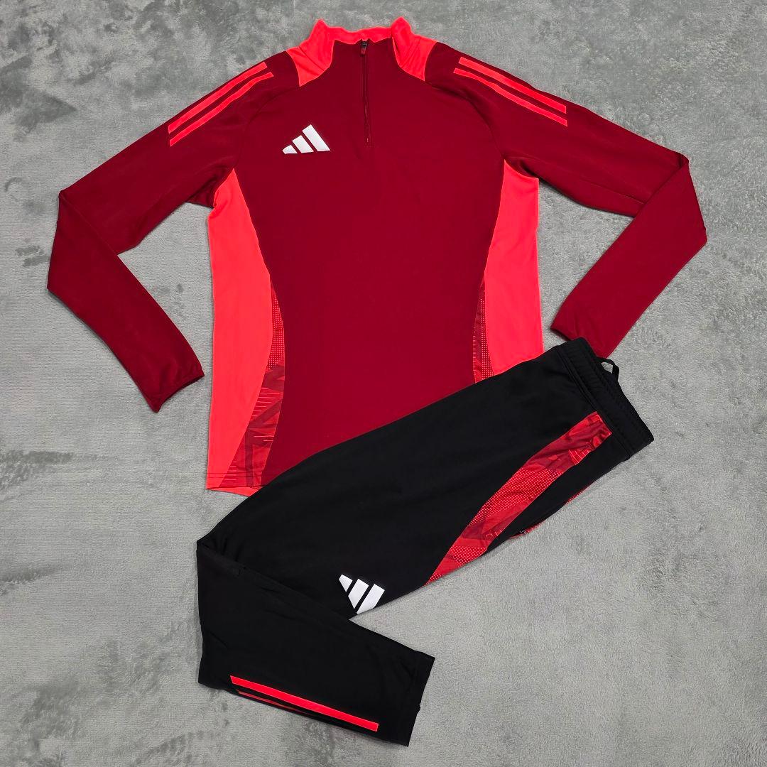 adidas　アディダス　ジャージ上下　L　XL　レッド　ハーフジップ　長袖