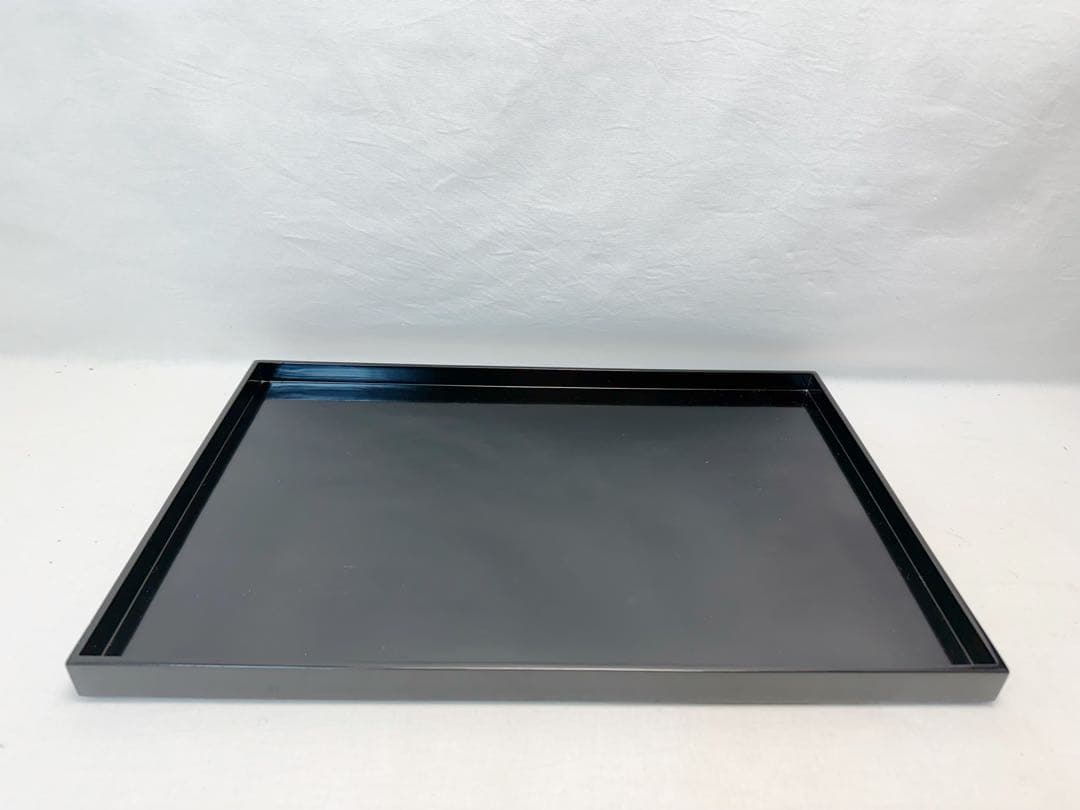 懐石道具 輪島塗 木製黒真塗 脇引き盆二枚セット おしゃれ 箱無