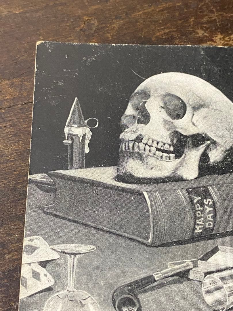 1905s'ビンテージポストカードアンティーク骸骨と薬瓶のポストカード