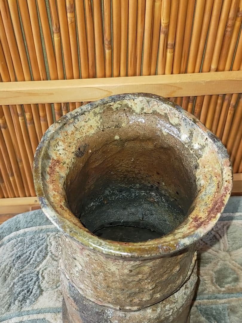 ♥長春 天山 　窯変灰被花入　銘【鶴寿】　花瓶　花器　花入れ