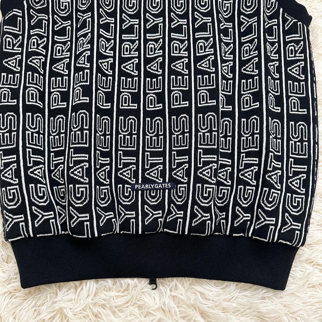 美品✨️パーリーゲイツ 24年 リバーシブル ロゴ総柄 ニットベスト ネイビー L