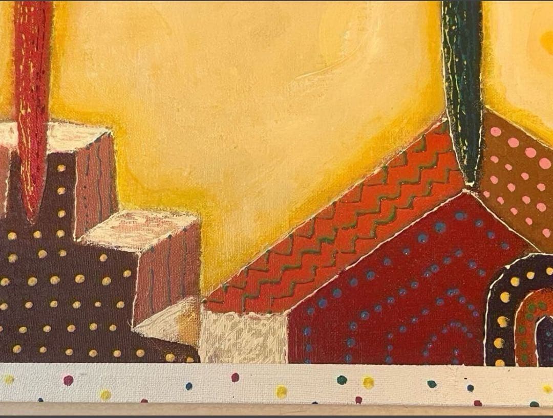 綿引明浩 無題 油彩 抽象画 20号 大作 サインあり 東京藝術大学院卒 一点物