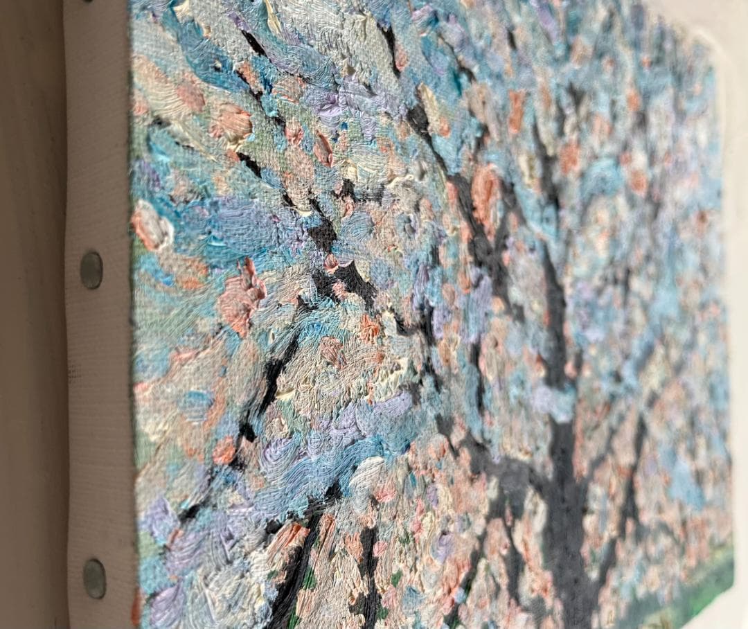 22×27㎝「朝の桜３」油彩・原画・F3