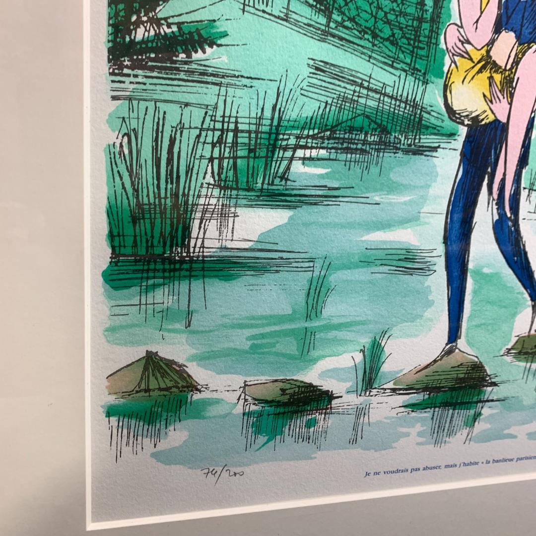 レイモン・ペイネ Raymond Peynet 湖上の恋リトグラフ サイン有