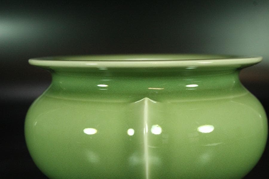 清水六兵衛作 青磁 唐木蓋 香炉 在銘 共箱(K-LC692)