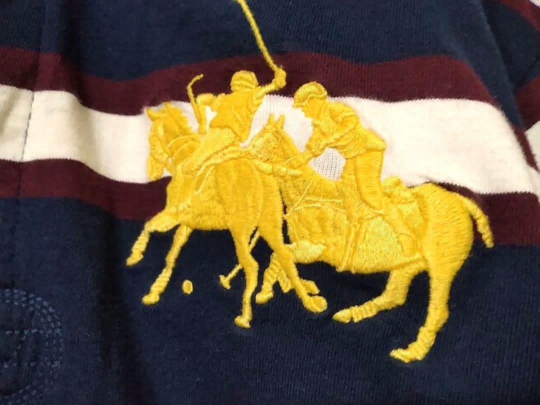 ラルフローレン　XL ラガーシャツ　ビッグポニー　ボーダー　長袖　シャツ　刺繍