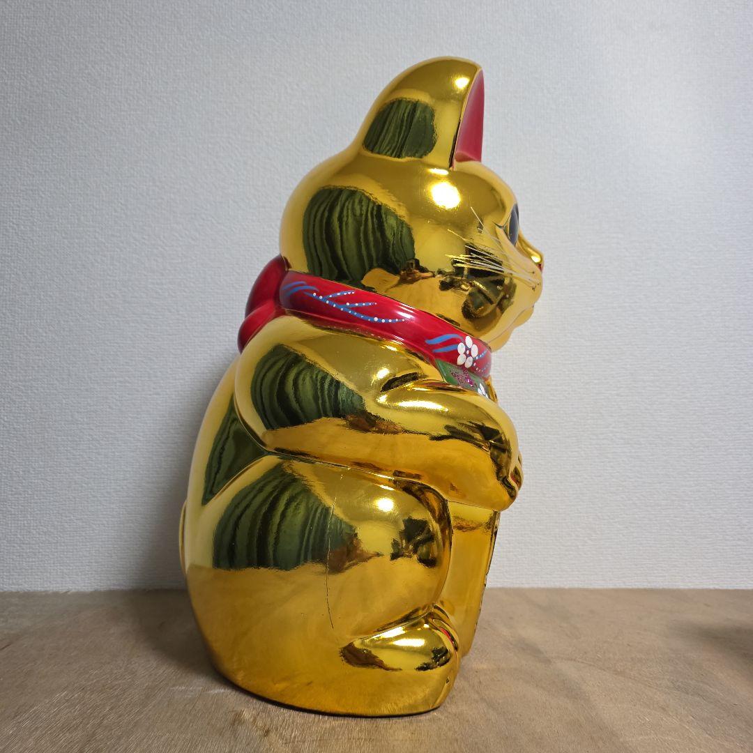 招き猫 陶器製 13号 金