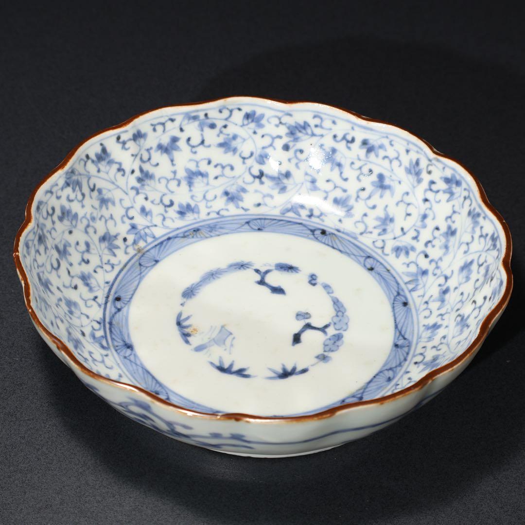 伊万里染付　微塵唐草図なます皿　骨董　古伊万里　R1474B2