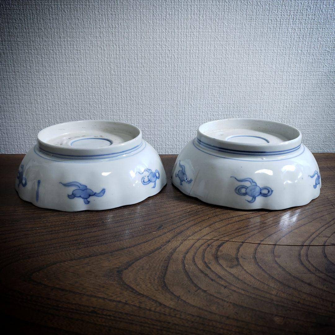 なます皿 色絵付 金彩 2枚 江戸 明治 古伊万里 訳あり ニュウ 欠け