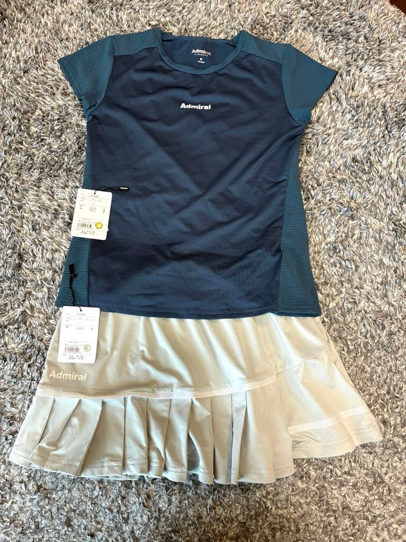 Admiral テニスウェアM ネイビー/スコートLライトグレーセット（別売可）
