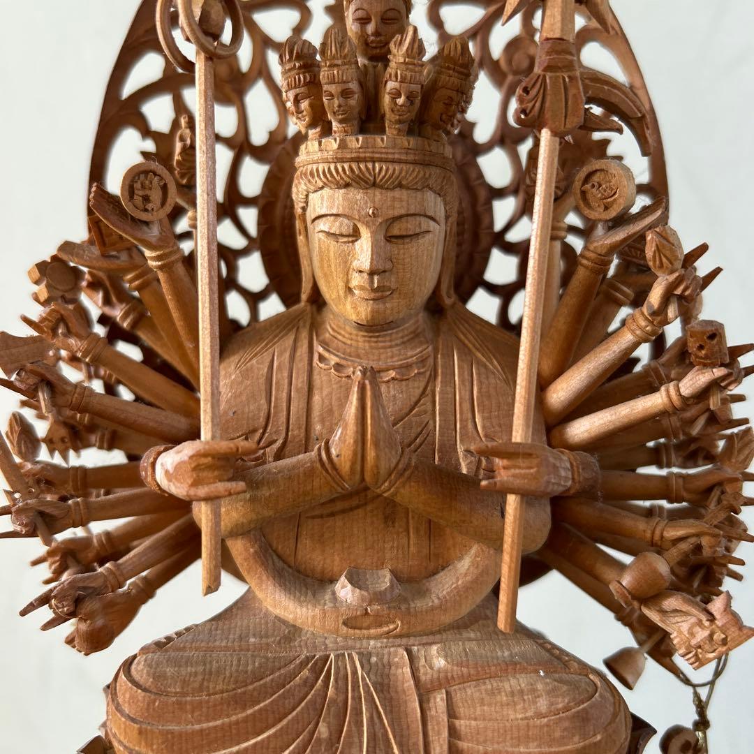 千手観音像　木彫り　仏像　骨董品