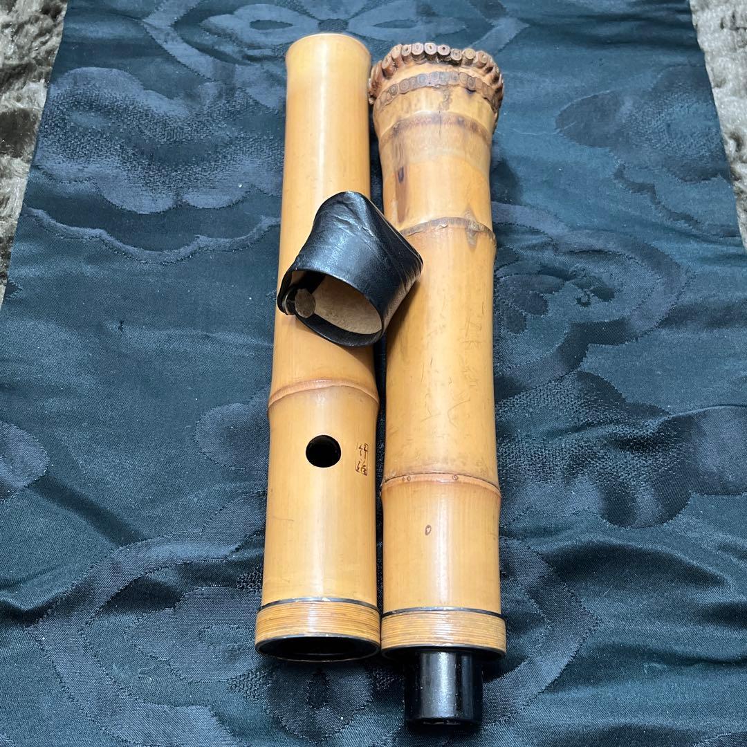 尺八 琴古流 在銘 一尺六寸管 籐巻 銀三線 【音出し確認済み】