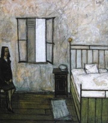 ベルナール・ビュッフェ、「Chambre」、希少画集の額装画、人気作品
