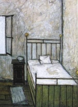 ベルナール・ビュッフェ、「Chambre」、希少画集の額装画、人気作品