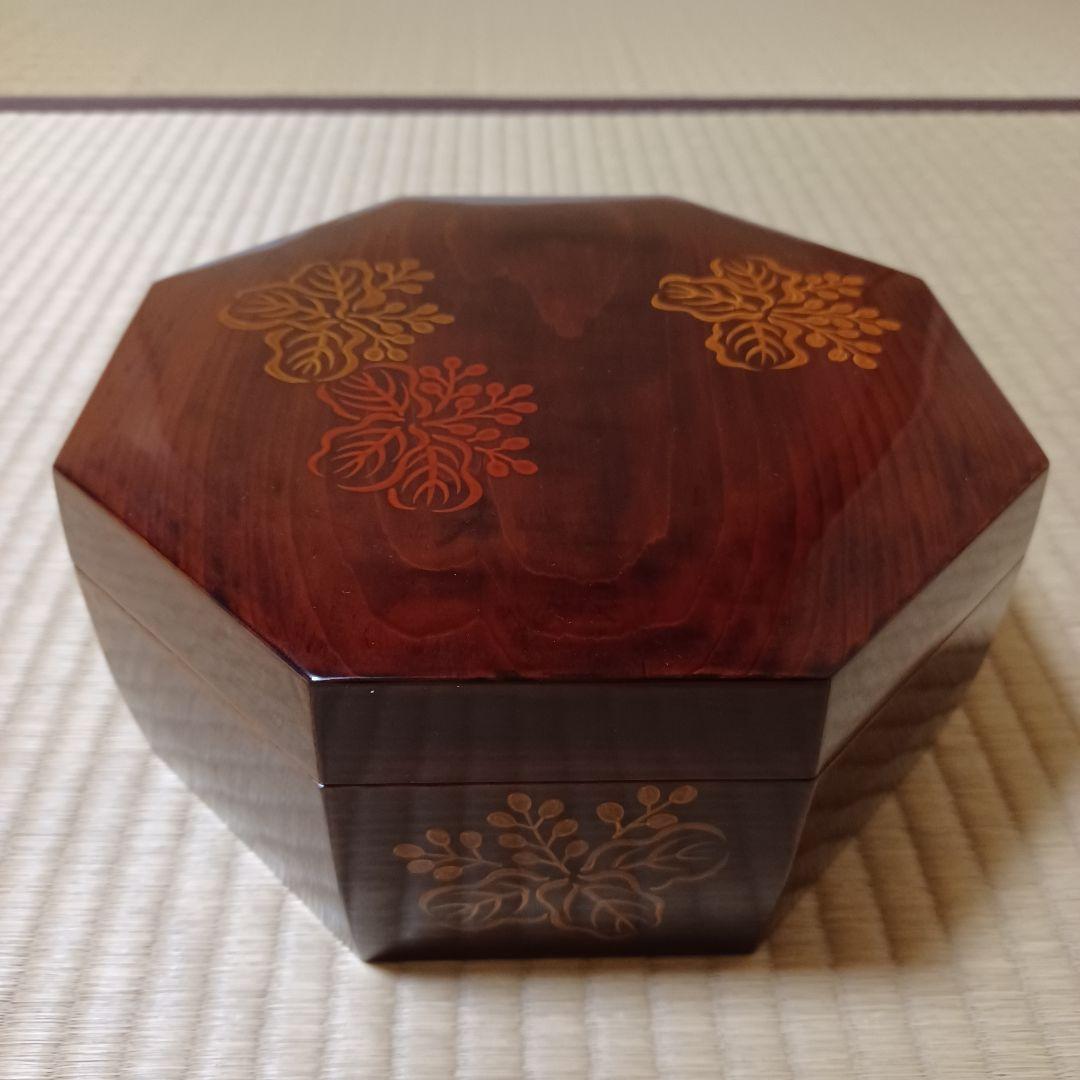 踊桐蒔絵　松溜塗　八角　食籠　平安　満樹　作　　桐箱有　表千家　茶道具　漆器　④