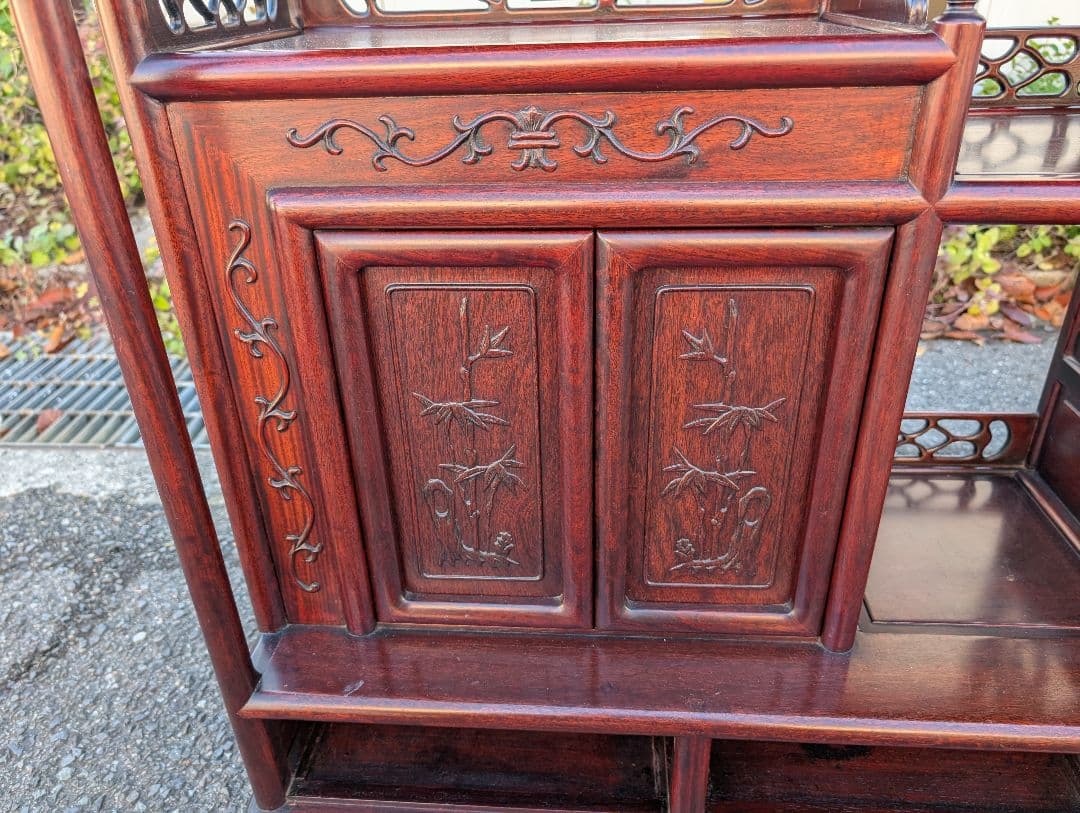 花梨製 茶箪笥 無垢材 飾り棚 和家具 唐木 引取可