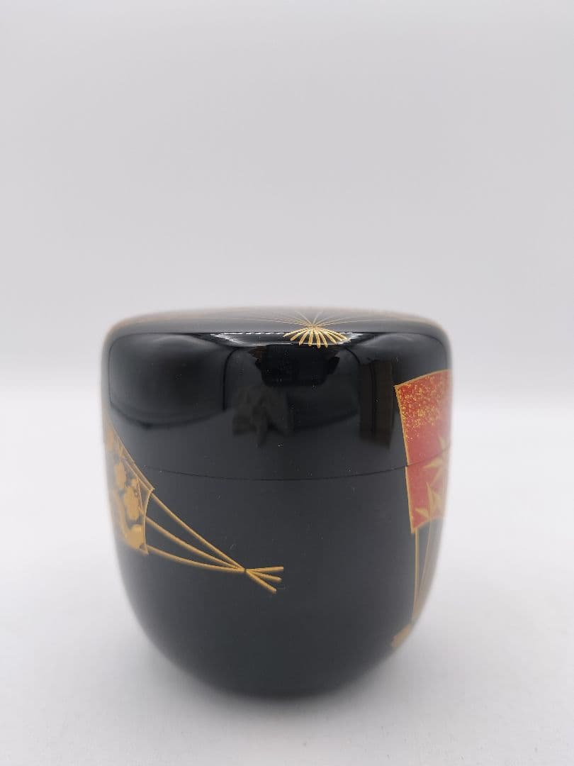 c694 中棗 扇面 松竹梅 吉田華正 木箱 茶道具 古物