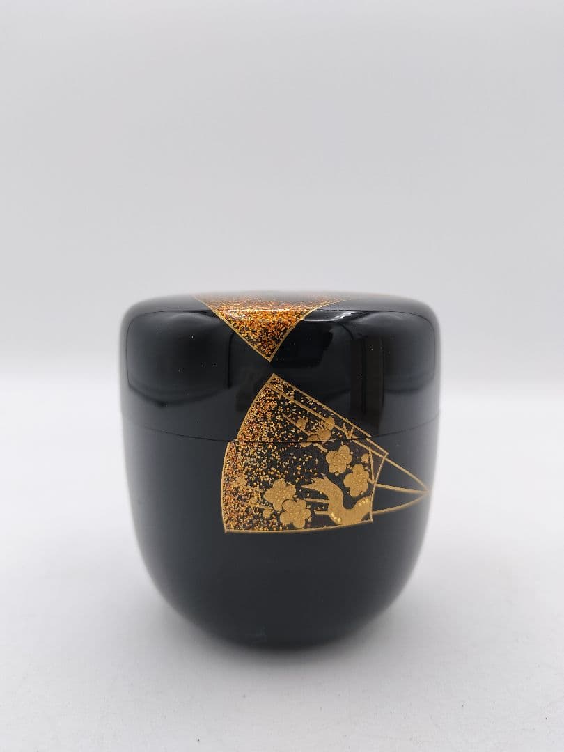 c694 中棗 扇面 松竹梅 吉田華正 木箱 茶道具 古物