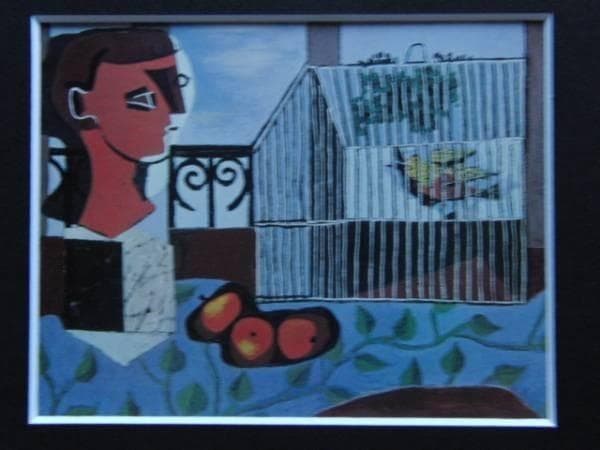 ピカソpicasso、鳥籠、希少画集画、新品高級額、額装付、状態良好