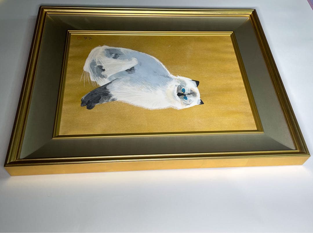 絵画　奥村土牛「シルバータビー」 猫　版画　美品 Togyū Okumura