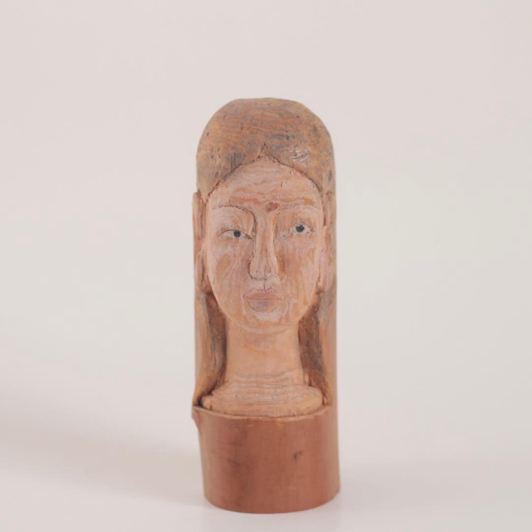 不思議な 木彫 人物像 No.2 古道具 アンティーク オブジェ