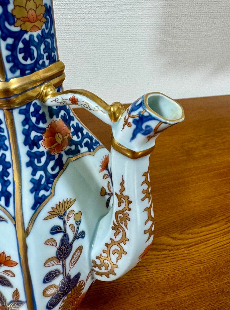 林九郎　染錦古伊万里　柘榴面取水注　共箱