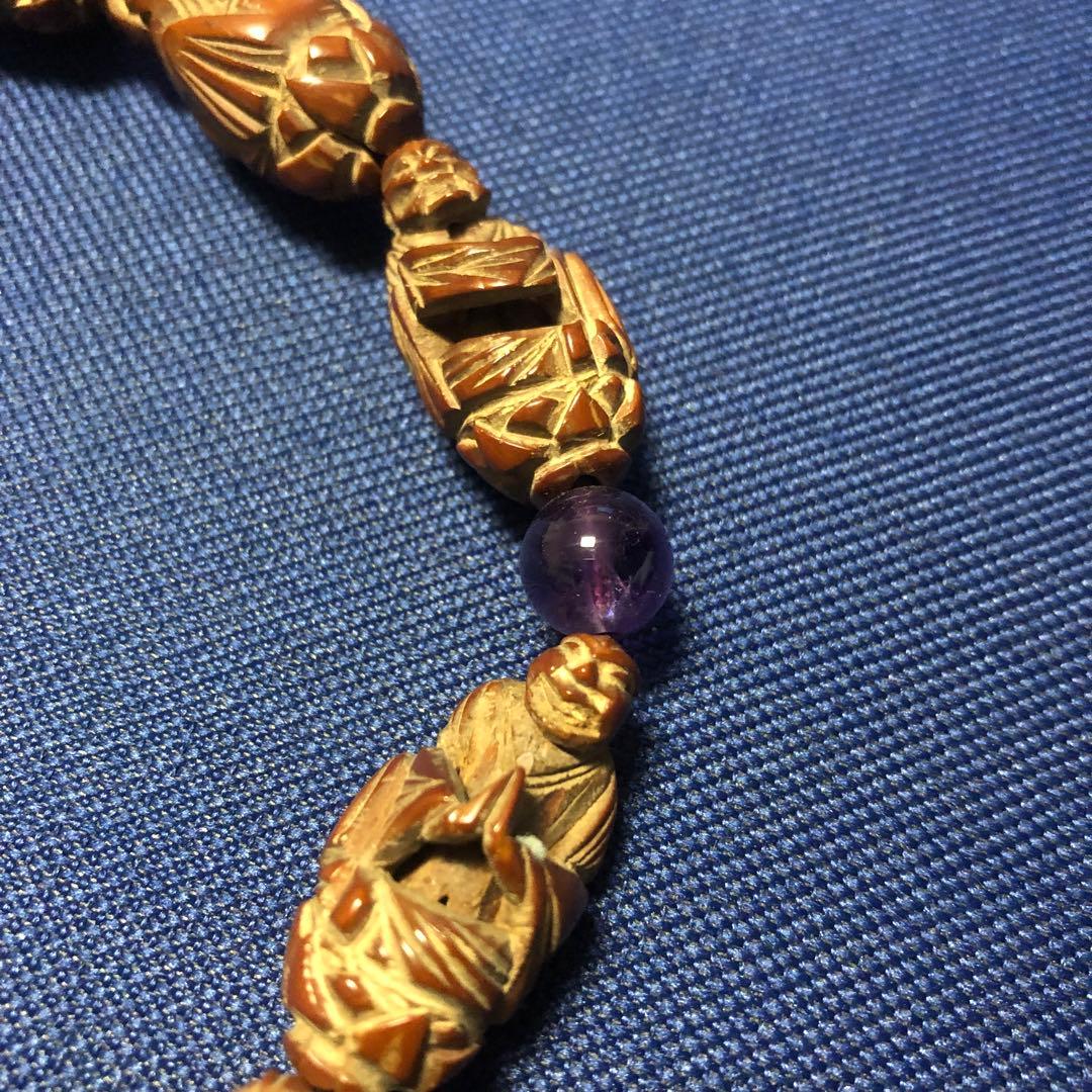 オリーブ　羅漢彫り　念珠