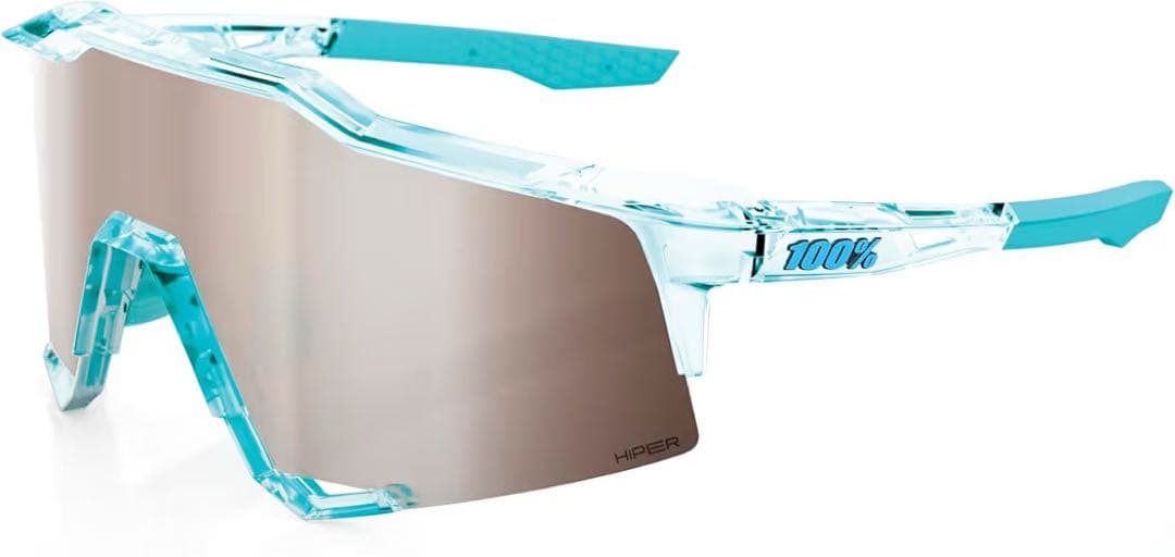100% スポーツサングラス クリア/ブルー ケース付き